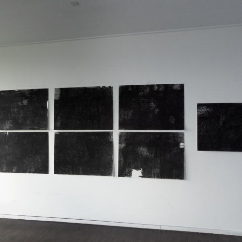 2020 Studio-view | 8 x 70 x 100 cm | Charcoal on paper